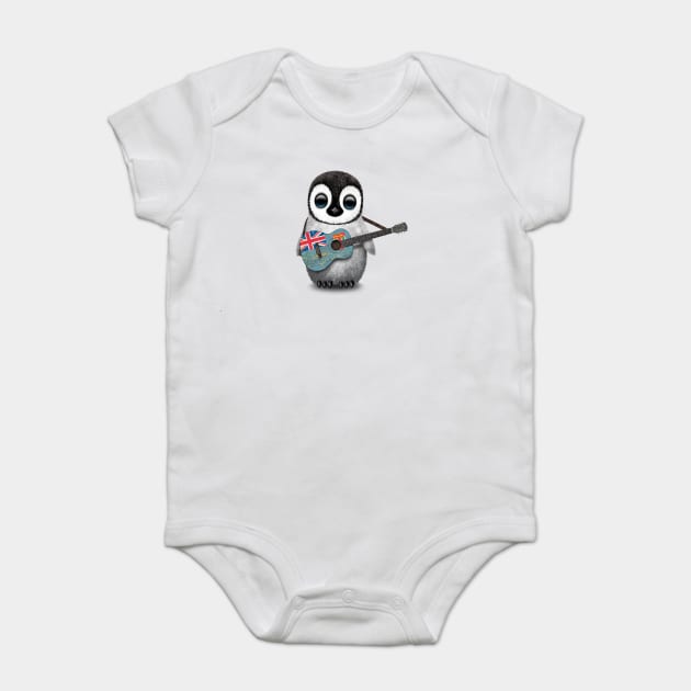 Baby Penguin Playing Fiji Flag Guitar Baby Bodysuit by jeffbartels